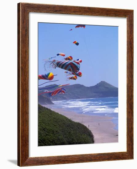 Kites Flying on the Oregon Coast, USA-Janis Miglavs-Framed Photographic Print