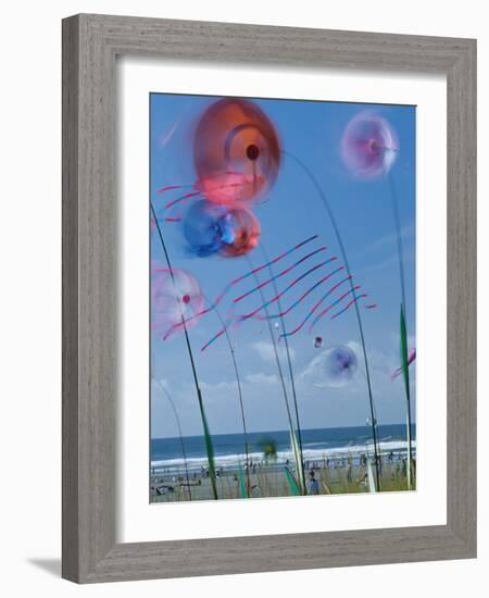 Kites Spinning, Washington State Kite Festival, Long Beach, Washington, USA-Merrill Images-Framed Photographic Print