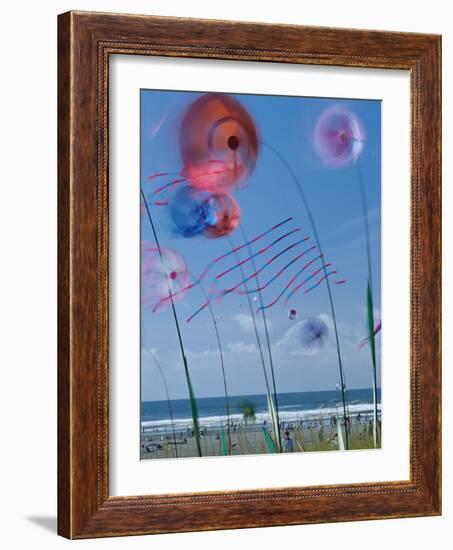 Kites Spinning, Washington State Kite Festival, Long Beach, Washington, USA-Merrill Images-Framed Photographic Print