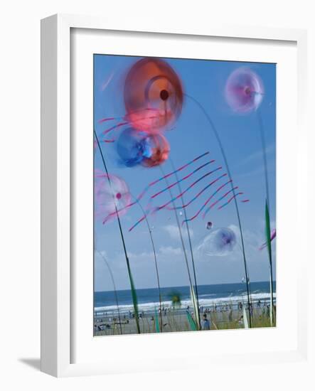 Kites Spinning, Washington State Kite Festival, Long Beach, Washington, USA-Merrill Images-Framed Photographic Print