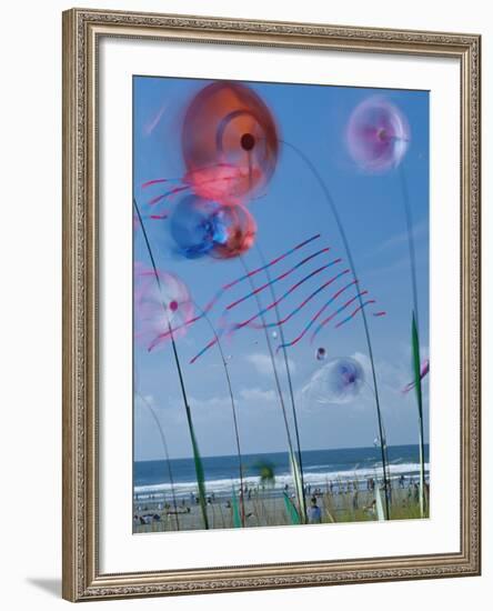 Kites Spinning, Washington State Kite Festival, Long Beach, Washington, USA-Merrill Images-Framed Photographic Print