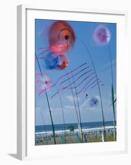 Kites Spinning, Washington State Kite Festival, Long Beach, Washington, USA-Merrill Images-Framed Photographic Print