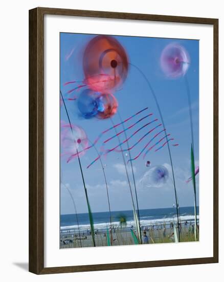 Kites Spinning, Washington State Kite Festival, Long Beach, Washington, USA-Merrill Images-Framed Photographic Print