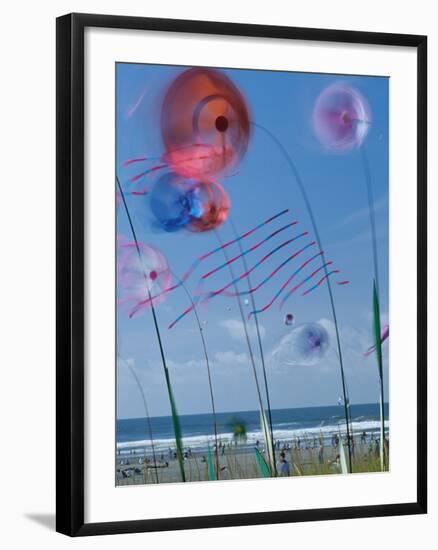 Kites Spinning, Washington State Kite Festival, Long Beach, Washington, USA-Merrill Images-Framed Photographic Print