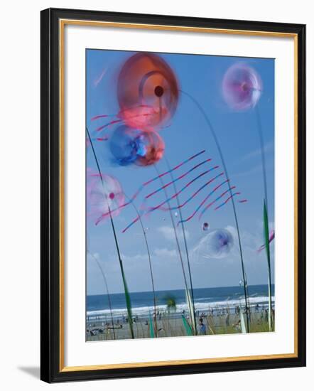 Kites Spinning, Washington State Kite Festival, Long Beach, Washington, USA-Merrill Images-Framed Photographic Print