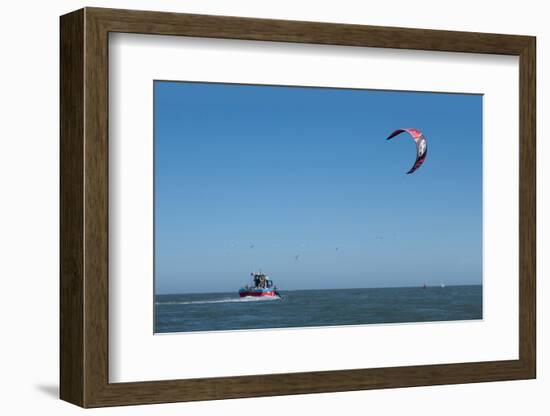 Kitesurfer and tourist boat in Exe Estuary, Devon-Charles Bowman-Framed Photographic Print