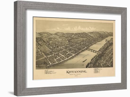 Kittanning, Pennsylvania - Panoramic Map-Lantern Press-Framed Art Print