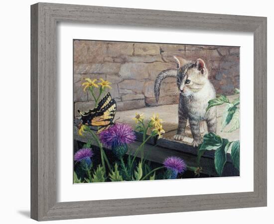 Kitten and Butterfly-Kevin Dodds-Framed Giclee Print