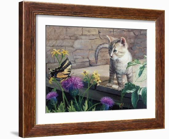 Kitten and Butterfly-Kevin Dodds-Framed Giclee Print