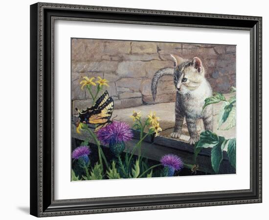 Kitten and Butterfly-Kevin Dodds-Framed Giclee Print