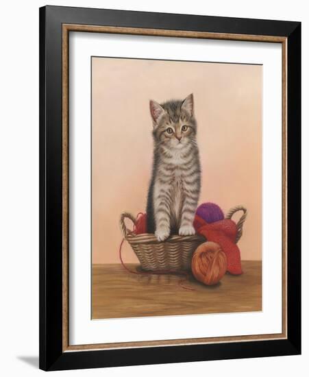 Kitten and Wool Basket-Janet Pidoux-Framed Giclee Print