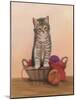 Kitten and Wool Basket-Janet Pidoux-Mounted Giclee Print