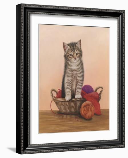 Kitten and Wool Basket-Janet Pidoux-Framed Giclee Print