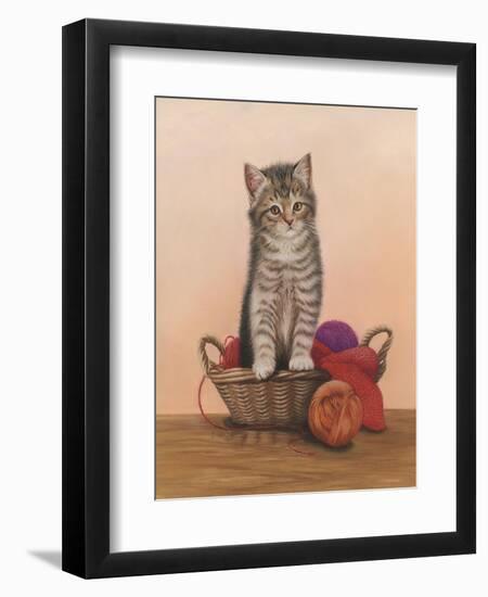 Kitten and Wool Basket-Janet Pidoux-Framed Giclee Print