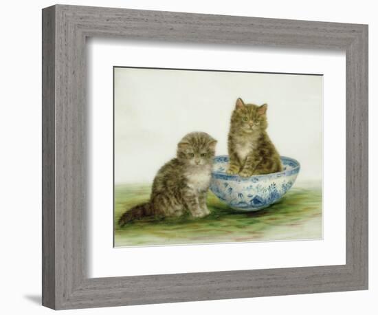 Kitten in a Blue China Bowl-Betsy Bamber-Framed Giclee Print