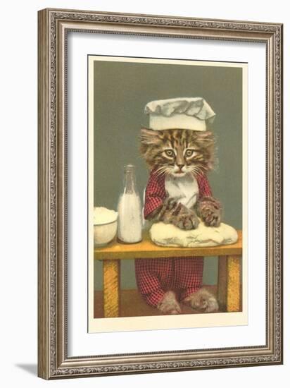 Kitten Making Bread-null-Framed Art Print