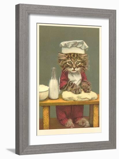 Kitten Making Bread-null-Framed Art Print