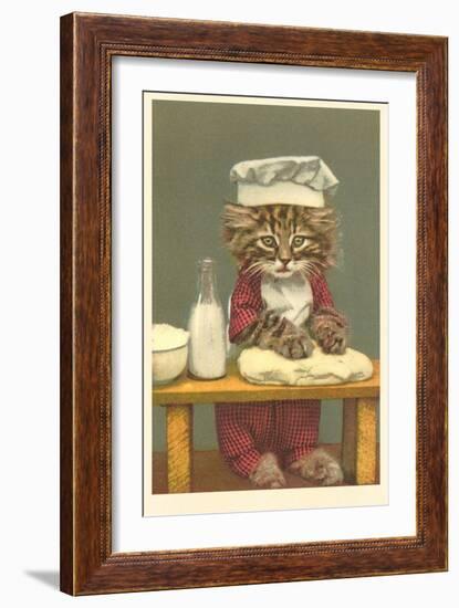 Kitten Making Bread-null-Framed Art Print