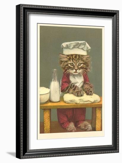 Kitten Making Bread-null-Framed Art Print