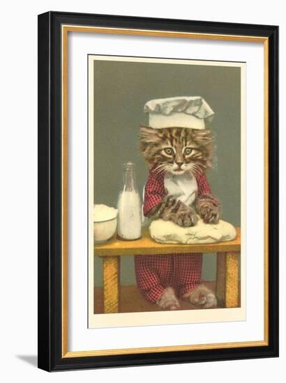 Kitten Making Bread-null-Framed Art Print