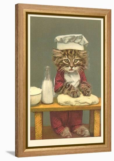 Kitten Making Bread-null-Framed Stretched Canvas