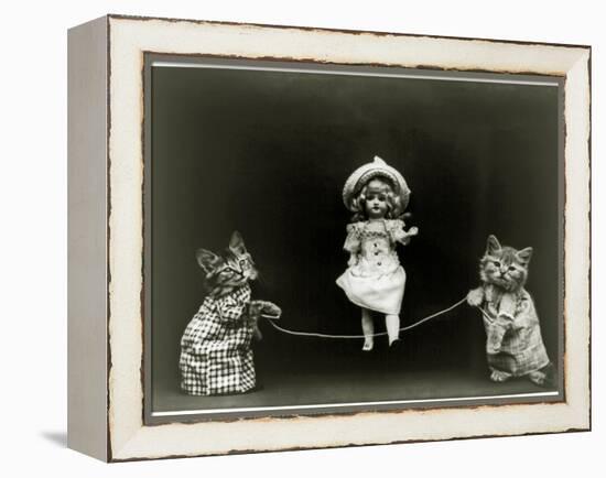 Kittens and a Doll Skipping, 1891-null-Framed Premier Image Canvas