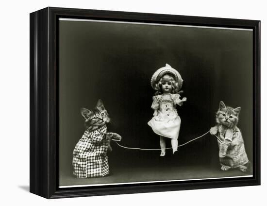 Kittens and a Doll Skipping, 1891-null-Framed Premier Image Canvas