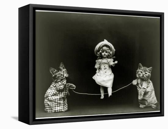 Kittens and a Doll Skipping, 1891-null-Framed Premier Image Canvas