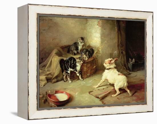 Kittens and Dog, 1881-Walter Hunt-Framed Premier Image Canvas