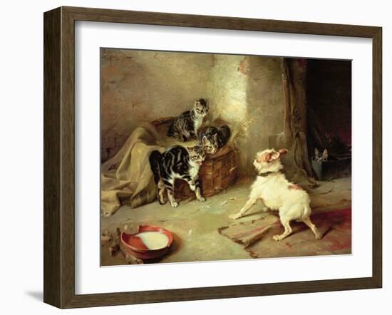 Kittens and Dog, 1881-Walter Hunt-Framed Giclee Print