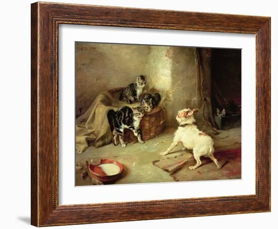 Kittens and Dog, 1881-Walter Hunt-Framed Giclee Print