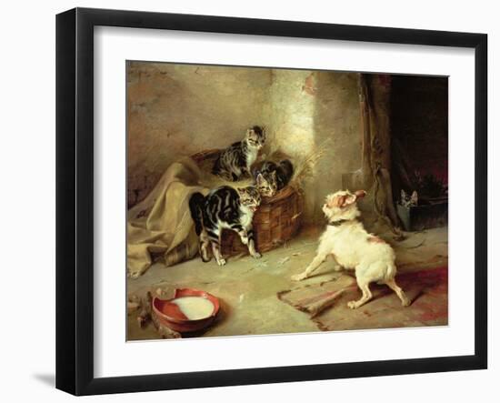 Kittens and Dog, 1881-Walter Hunt-Framed Giclee Print