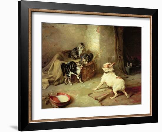 Kittens and Dog, 1881-Walter Hunt-Framed Giclee Print