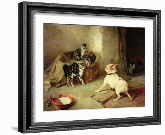 Kittens and Dog, 1881-Walter Hunt-Framed Giclee Print