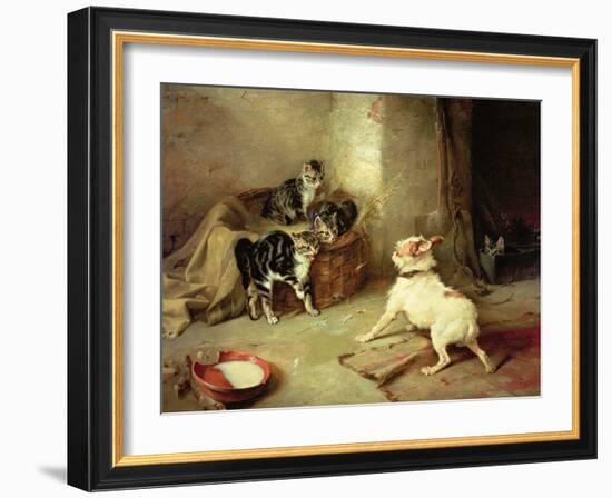 Kittens and Dog, 1881-Walter Hunt-Framed Giclee Print