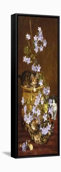 Kittens and Flowers, c.1903-Wilson Hepple-Framed Premier Image Canvas