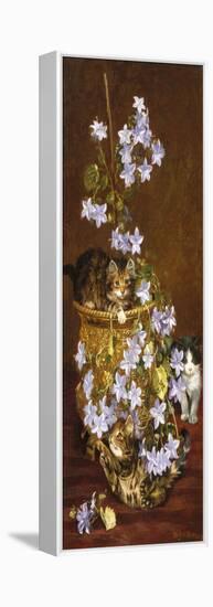 Kittens and Flowers, c.1903-Wilson Hepple-Framed Premier Image Canvas