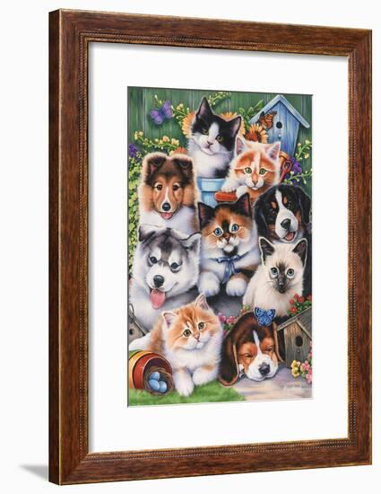 Kittens and Puppies in the Garden-Jenny Newland-Framed Giclee Print