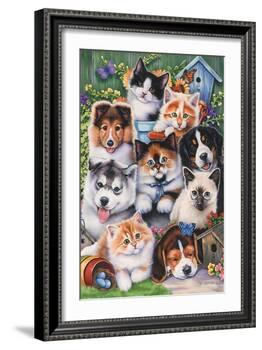 Kittens and Puppies in the Garden-Jenny Newland-Framed Giclee Print