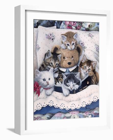 Kittens and Teddy Bear-Jenny Newland-Framed Giclee Print