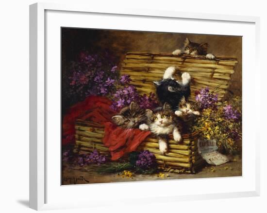 Kittens at Play-Léon Charles Huber-Framed Giclee Print