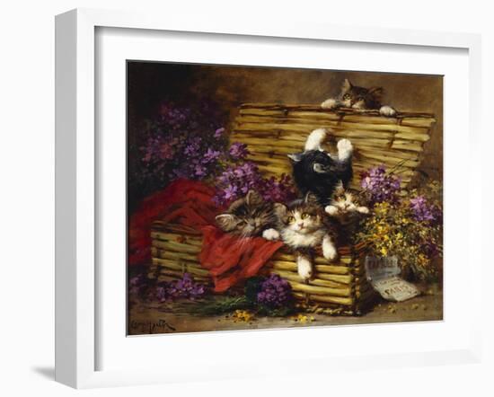 Kittens at Play-Léon Charles Huber-Framed Giclee Print