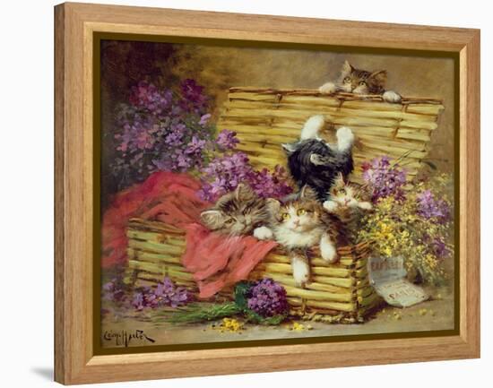 Kittens at Play-Leon-charles Huber-Framed Premier Image Canvas