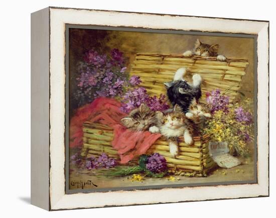 Kittens at Play-Leon-charles Huber-Framed Premier Image Canvas