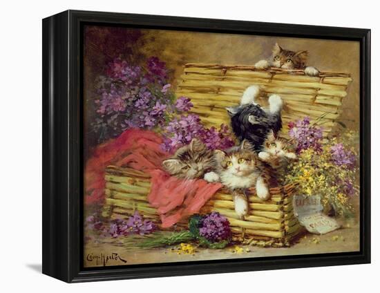 Kittens at Play-Leon-charles Huber-Framed Premier Image Canvas