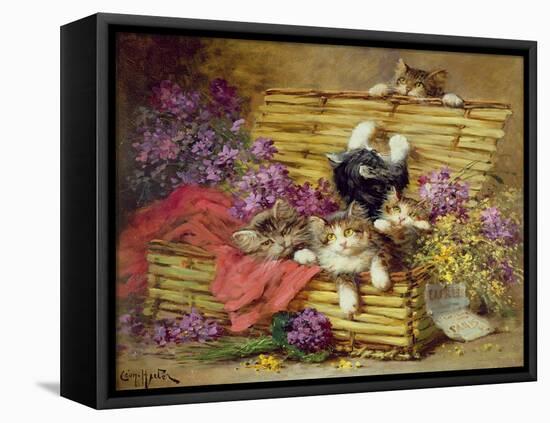 Kittens at Play-Leon-charles Huber-Framed Premier Image Canvas