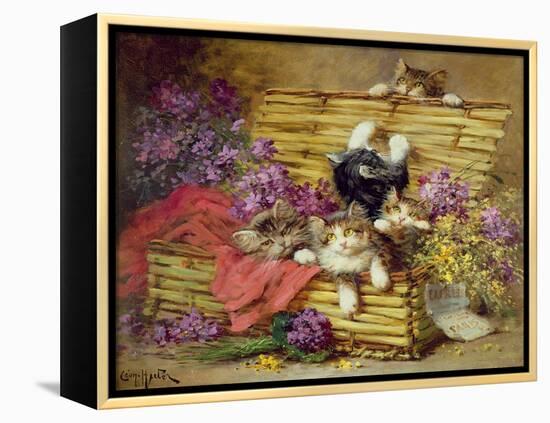 Kittens at Play-Leon-charles Huber-Framed Premier Image Canvas