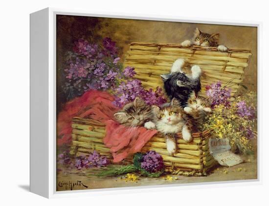 Kittens at Play-Leon-charles Huber-Framed Premier Image Canvas