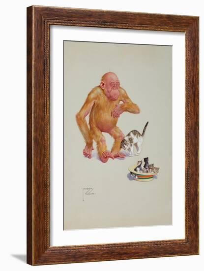 Kittens in a Hat-Lawson Wood-Framed Art Print