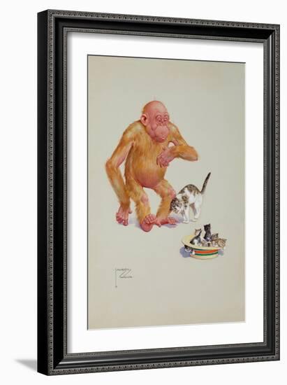 Kittens in a Hat-Lawson Wood-Framed Art Print